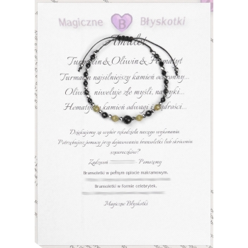 Bransoletka czarny TURMALIN CHRYZOLIT OLIWIN PERIDOT PERYDOT HEMATYT